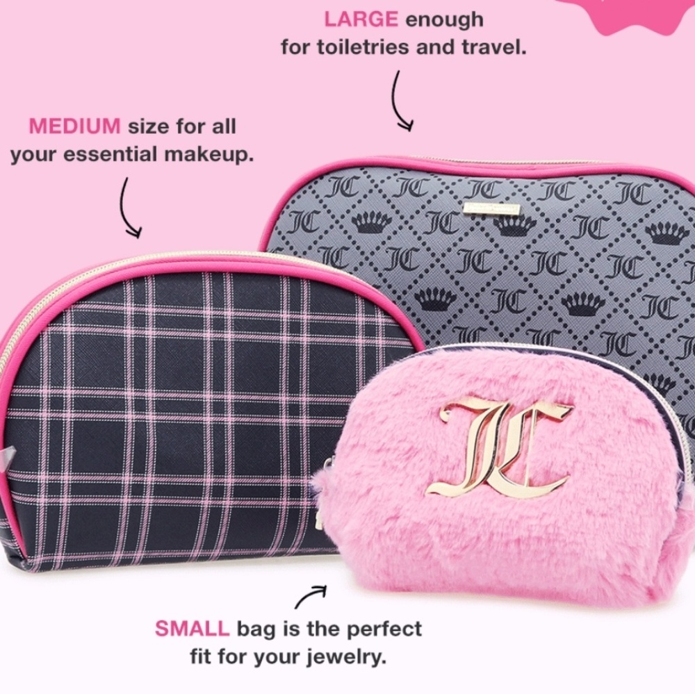 Juicy couture 3 piece cosmetic bag set